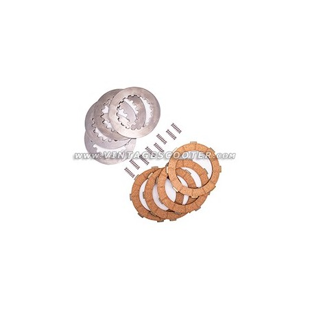 Kit embrayage 4 disques garnis + 4 disques lisses + 8 ressorts Vespa PX/Cosa 1984-1997